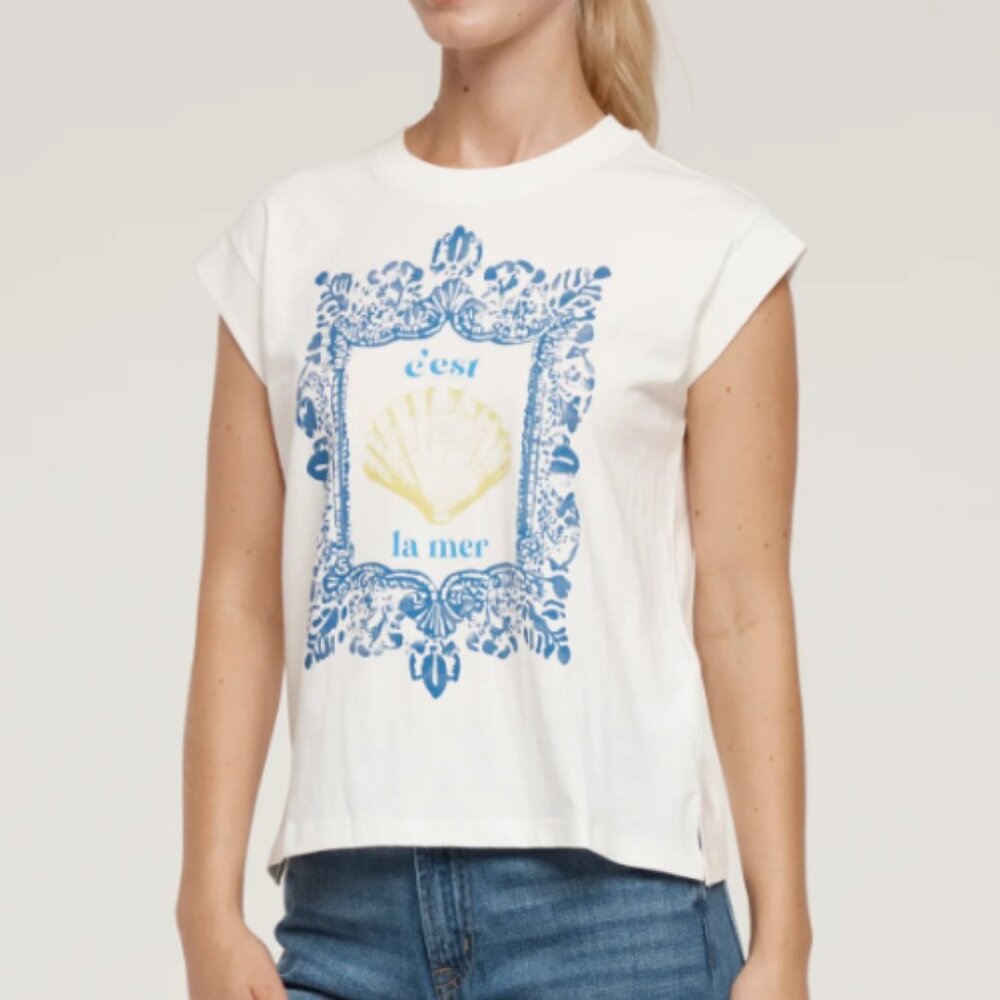 WILDFOX | Women's Snow White C'est La Mer Boxy Fit Julien T-Shirt